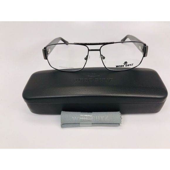 New Wide Guyz Gunmetal & Black SHANK Eyeglasses 60mm for The Stylish Large Man - Picture 2 of 12